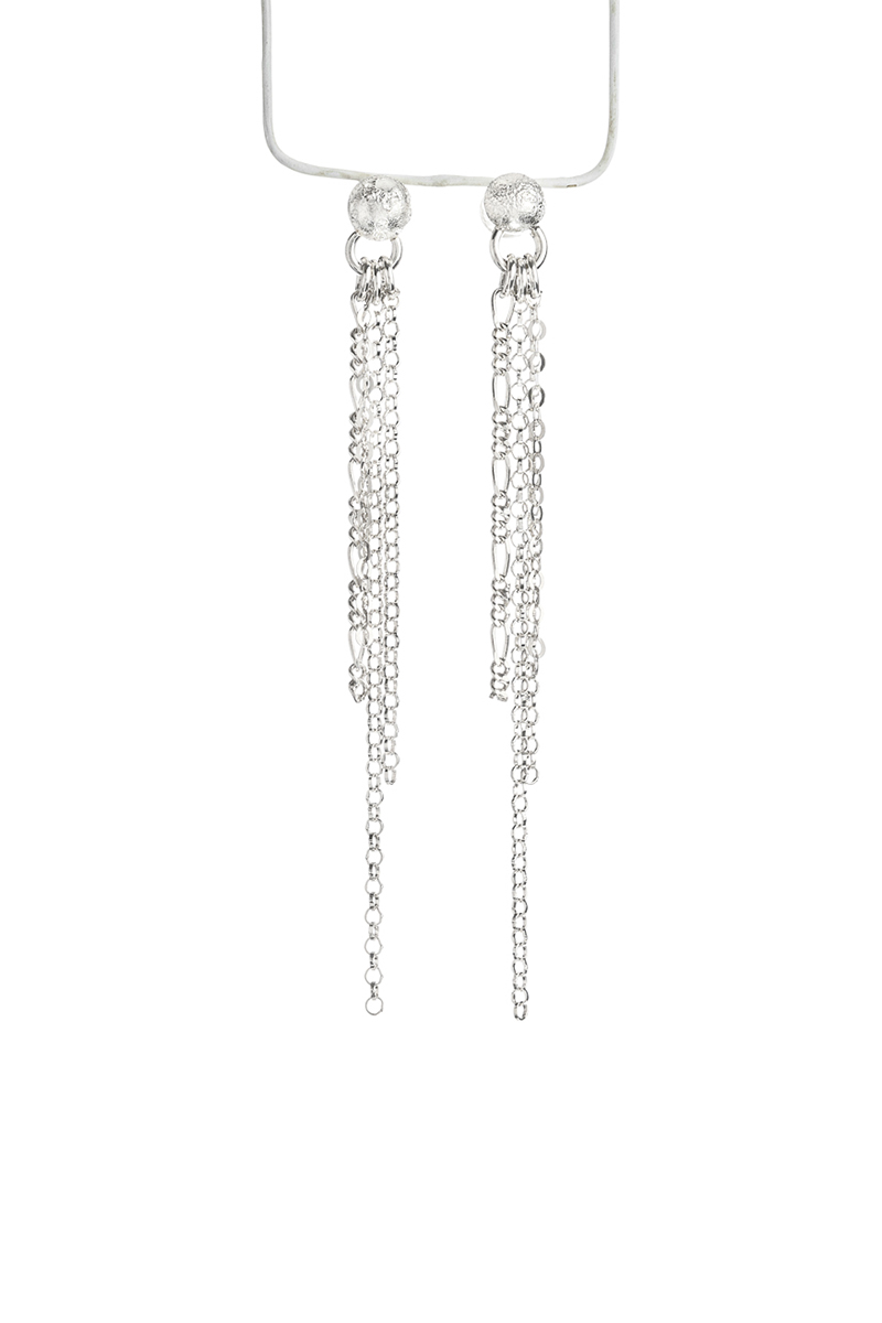 עגיל צמוד כדור עם שרשראות נופלות לבן